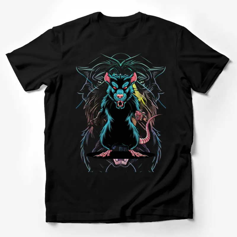 Menacing Rat Guardian Fantasy Art T-Shirt, Unique Rat Beast Graphic Tee, Vibrant Creature Streetwear Male T-Shirt