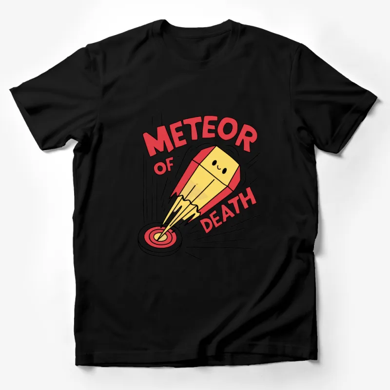 Meteor of Death Cartoon T-Shirt, Funny Retro Comic Style Tee, Unisex Graphic Casual Shirt, Vintage-Inspired Bold Design Top Male T-Shirt