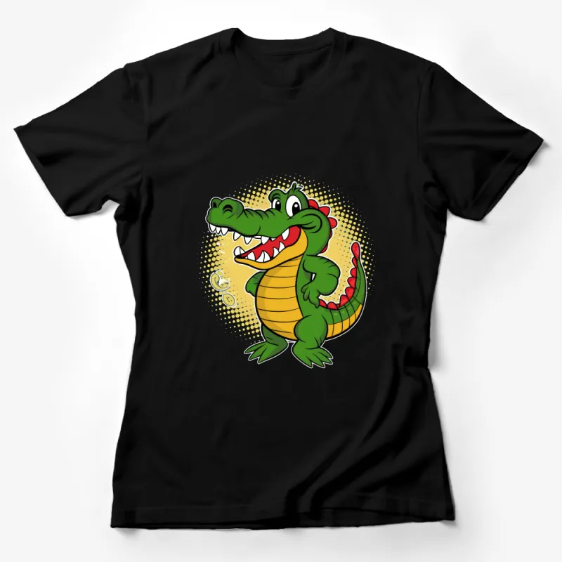 Cute Cartoon Alligator Graphic Tee, Unisex Animal Print T-shirt, Fun Casual Wear, Kids and Adults Sizes Female T-Shirt