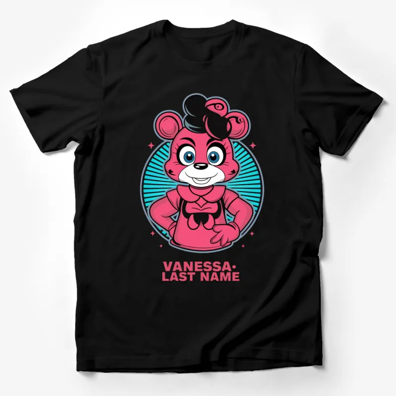 Cute Cartoon Bear T-Shirt, Vibrant Kids Animal Graphic Tee, Personalized Name Shirt, Unisex Children's Clothing, Fun Bear Character Top Male T-Shirt