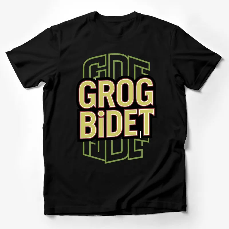 Vintage Style Grog Bidet T-Shirt, Unique Typographic Design, Retro Graphic Tee for Casual Wear Male T-Shirt