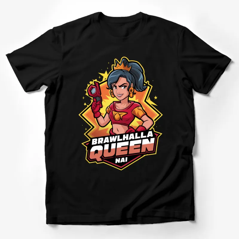 Bold Female Warrior Graphic Tee, Brawlhalla Queen Nai Inspired T-Shirt, Gaming Fan Art Casual Wear Male T-Shirt