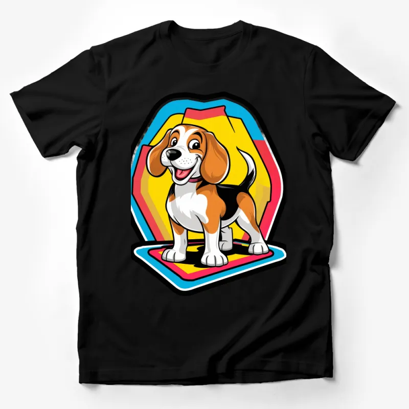 Cute Beagle Dog Cartoon T-Shirt, Colorful Dog Lover Tee, Unisex Animal Graphic Shirt, Casual Pet Owner Gift, Soft Cotton Top Male T-Shirt