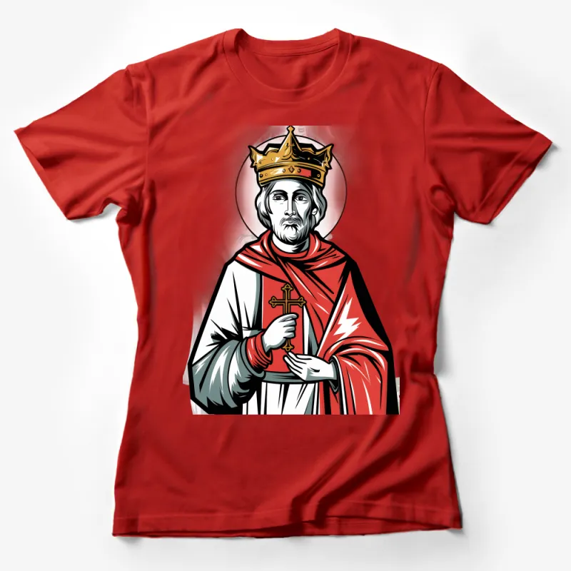 Kingly Figure Graphic T-shirt, Medieval Monarch Illustration, Regal Male with Crown Tee, Bold Royal Character Print, Unisex Clothing Female T-Shirt