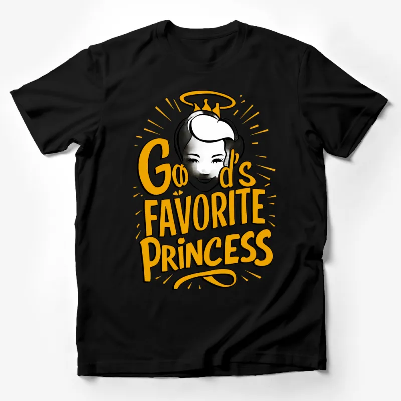 Women's Inspirational Quote T-Shirt, God's Favorite Princess Tee, Crown and Lettering, Positive Affirmation Top, Gift for Her Male T-Shirt