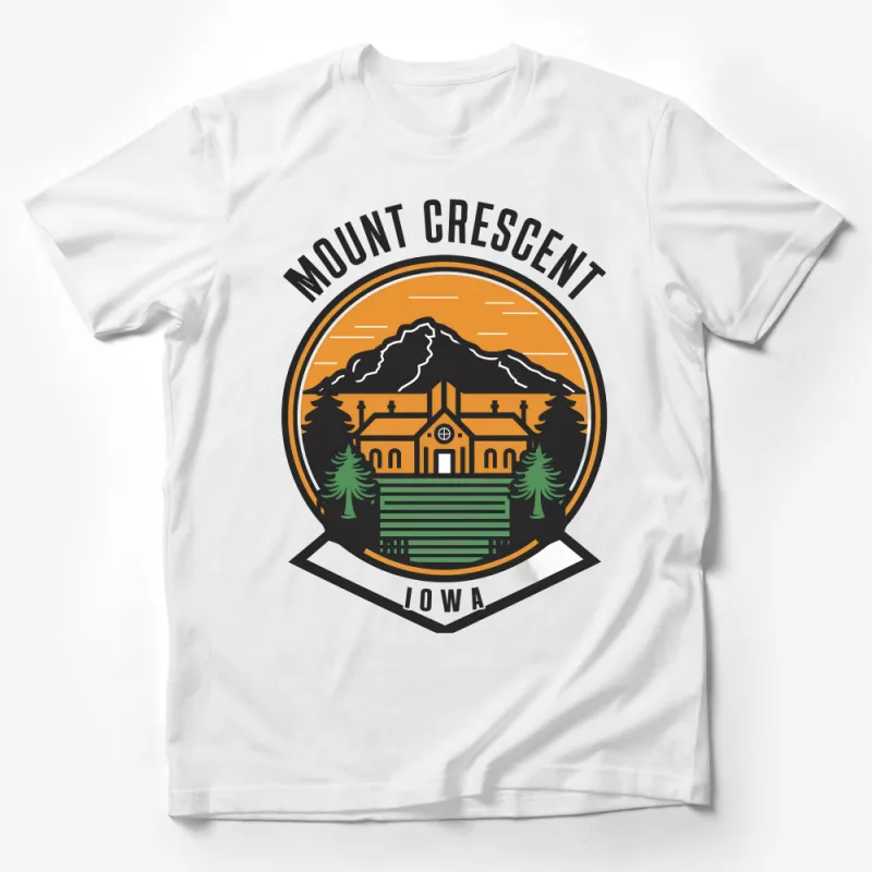 Mount Crescent Iowa Landscape T-Shirt, Nature Hiking Graphic Tee, Outdoor Adventure Apparel, Unisex Cotton Shirt Male T-Shirt