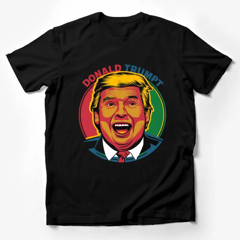 Colorful Pop Art Style Graphic Tee with Vibrant Political Figure Illustration Male T-Shirt