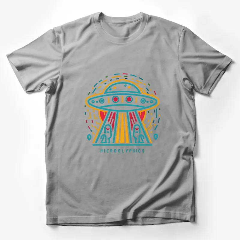 UFO Hieroglyphics T-Shirt, Alien Spaceship Graphic Tee, Unisex Sci-Fi Apparel, Trendy Extraterrestrial Design Top Male T-Shirt