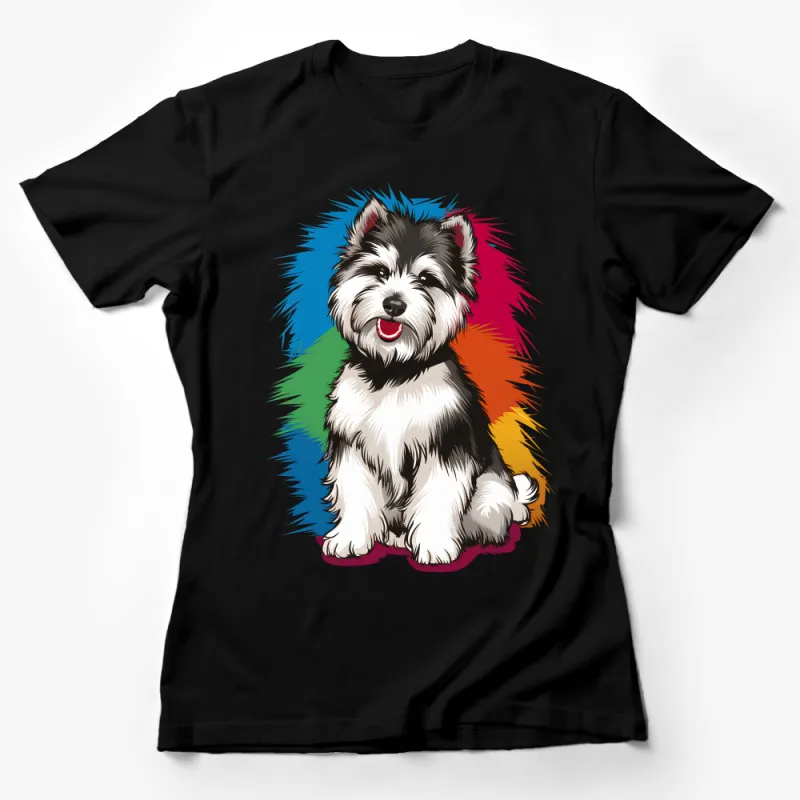 Colorful Dog Design T-Shirt, Cute Puppy Graphic Tee, Unisex Casual Wear, Animal Lover Gift Idea Female T-Shirt