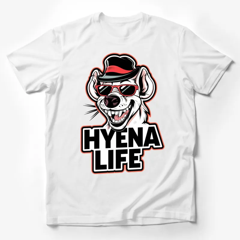 Cool Hyena Life Graphic Tee, Street Style Animal T-Shirt, Trendy Sunglasses and Hat Design, Unisex Shirt Male T-Shirt