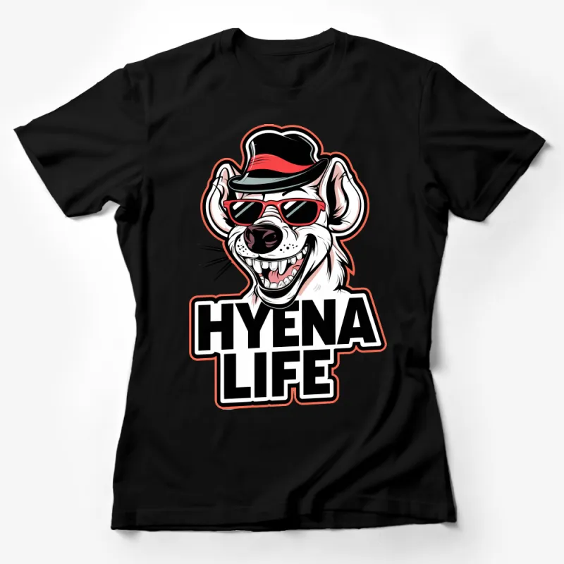 Cool Hyena Life Graphic Tee, Street Style Animal T-Shirt, Trendy Sunglasses and Hat Design, Unisex Shirt Female T-Shirt