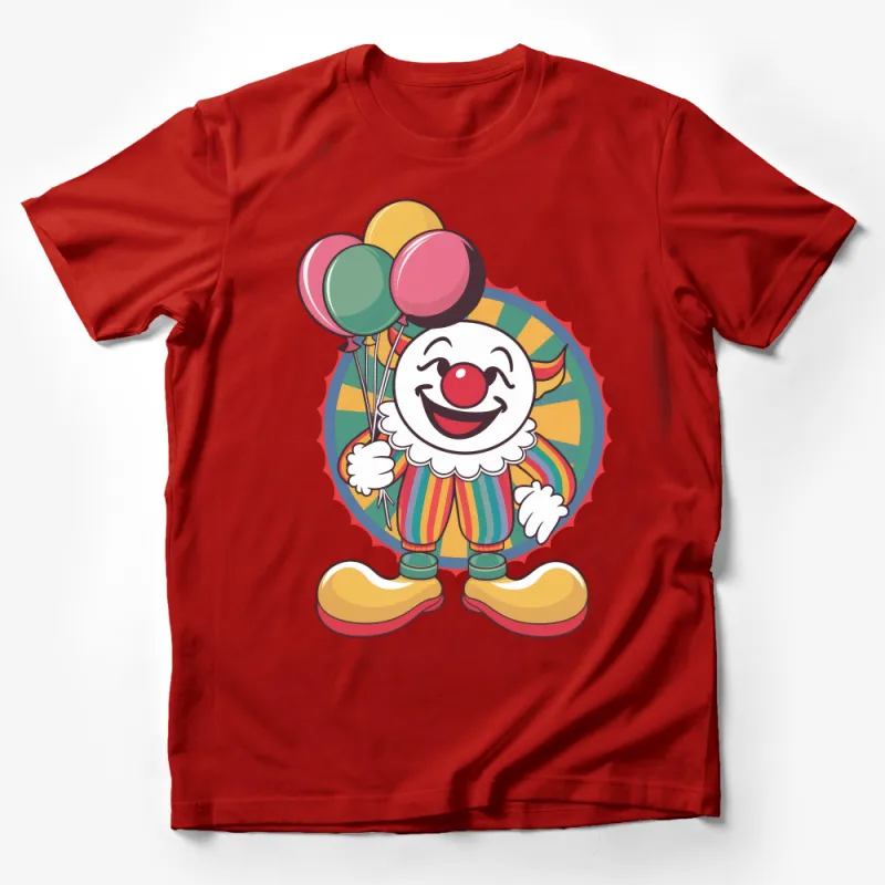 Colorful Circus Clown T-Shirt, Vintage Style Retro Clown with Balloons Graphic Tee, Unisex Party Shirt Male T-Shirt