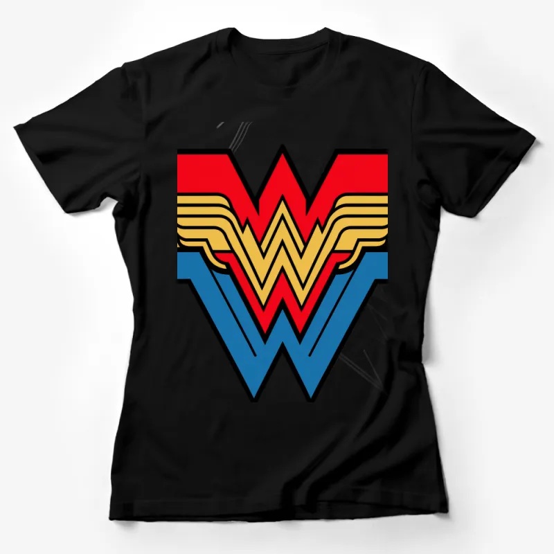 Women's Superhero Emblem T-Shirt, Bold Graphic Tee, Comic Book Fan Gift, Casual Cosplay Top Female T-Shirt