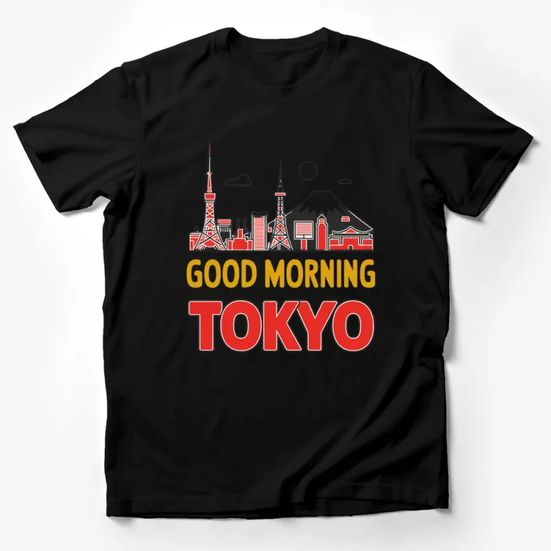 Tokyo Cityscape Sunrise T-Shirt, Good Morning Tokyo Graphic Tee, Urban Japan Landmark Shirt, Casual Street Fashion Top Male T-Shirt