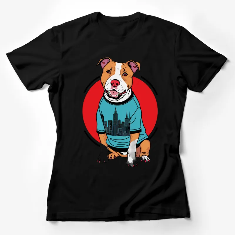 Urban Dog T-Shirt, Cute Cityscape Pet Tee, Graphic Animal Shirt, Unisex Modern Streetwear, Casual Canine Lover Top, Unique Gift Idea Female T-Shirt