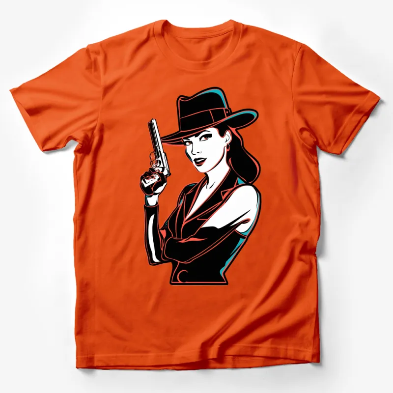 Vintage Noir Detective Woman Graphic Tee, Retro Style Female Sleuth T-Shirt, Cool Detective Outfit Top Male T-Shirt