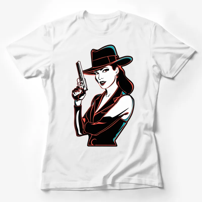 Vintage Noir Detective Woman Graphic Tee, Retro Style Female Sleuth T-Shirt, Cool Detective Outfit Top Female T-Shirt