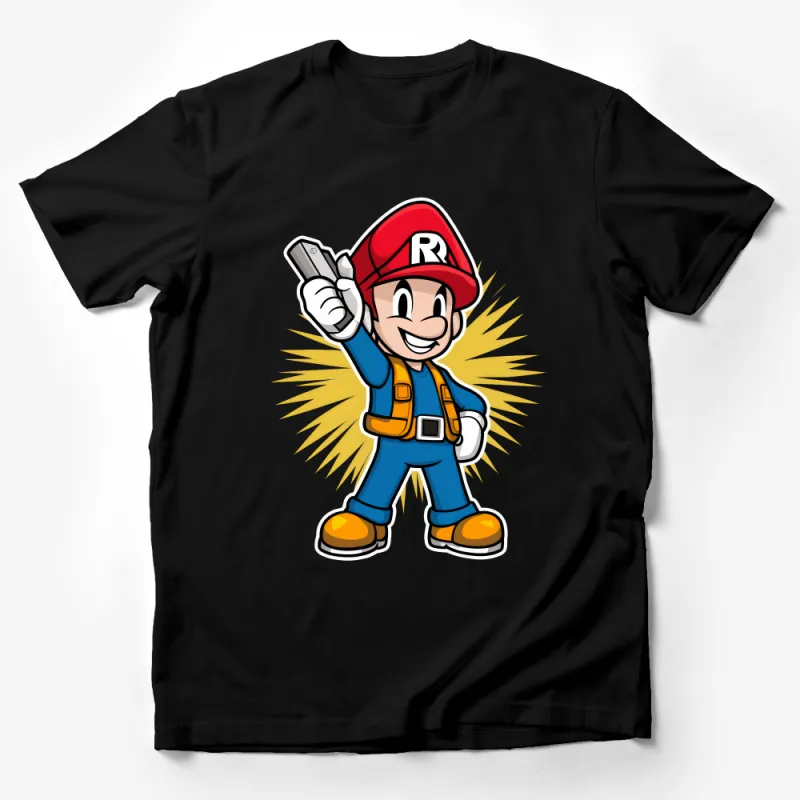 Retro Gaming Plumber T-Shirt, Vintage Video Game Character Tee, Red Cap Plumber, Geek Culture Apparel, Unisex Tee Male T-Shirt