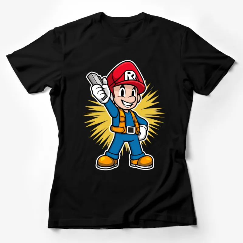 Retro Gaming Plumber T-Shirt, Vintage Video Game Character Tee, Red Cap Plumber, Geek Culture Apparel, Unisex Tee Female T-Shirt