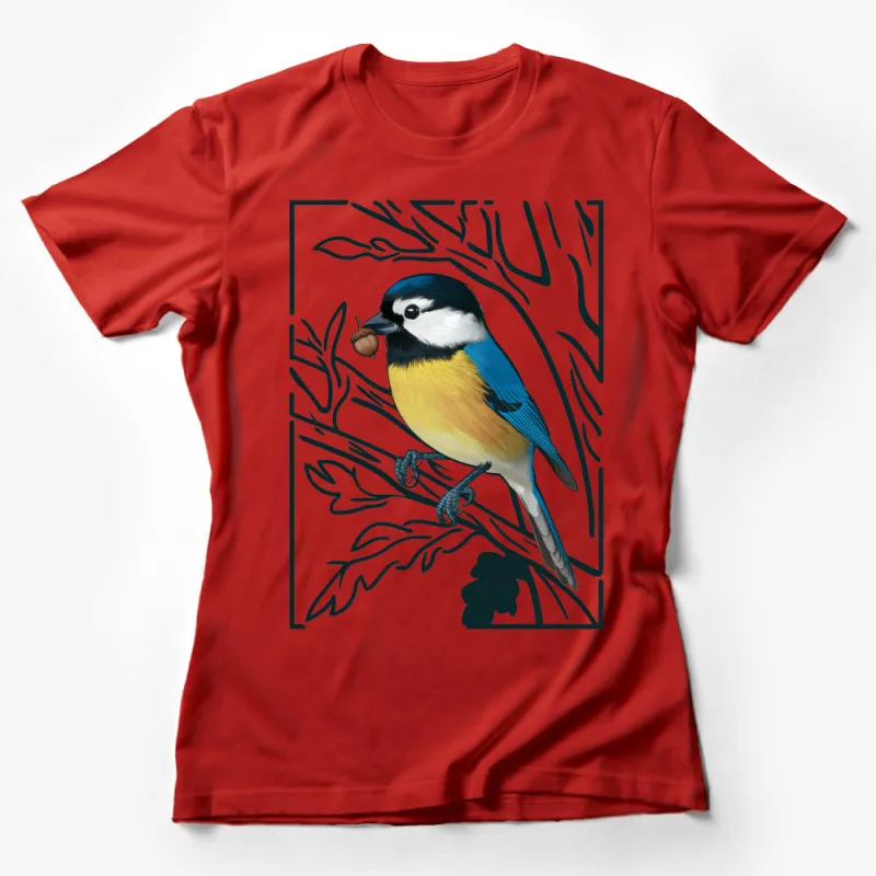 Colorful Bird T-Shirt, Nature Inspired Graphic Tee, Blue Yellow Bird Print, Casual Wildlife Apparel, Unisex Cotton Shirt Gift Idea Female T-Shirt