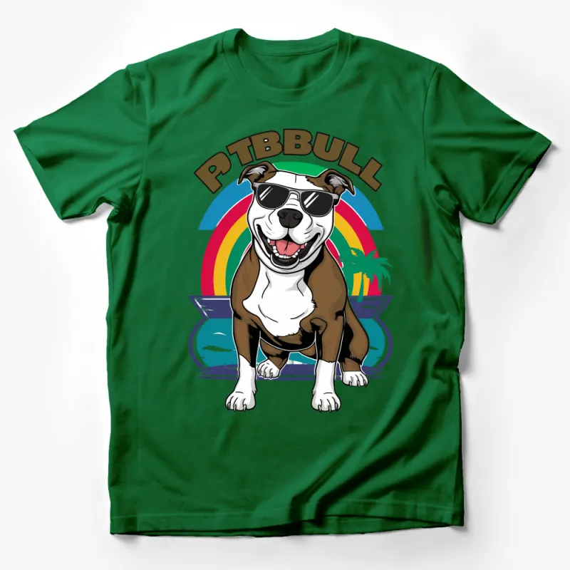 Retro Pitbull T-Shirt, Funny Dog Shirt, Cool Pitbull with Sunglasses Tee, Summer Beach Graphic Unisex Shirt, Dog Lover Gift Idea Male T-Shirt