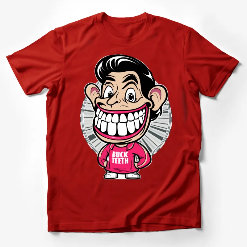 Funny Buck Teeth Cartoon Character T-Shirt, Humorous Graphic Tee, Unisex Casual Shirt Male T-Shirt