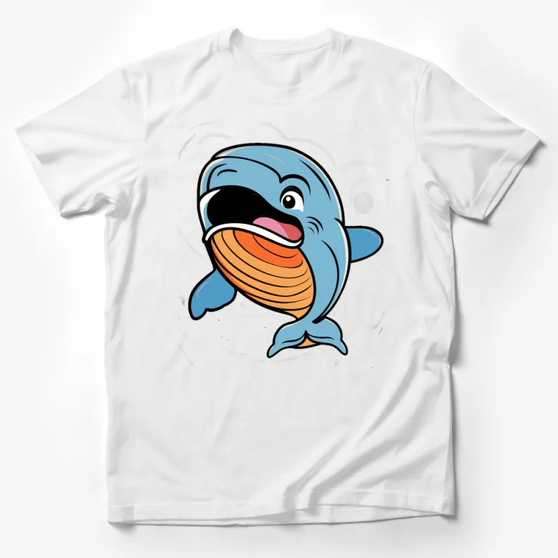 Cute Smiling Whale Cartoon T-Shirt, Unisex Ocean Creature Tee, Kids Friendly Animal Graphic Shirt, Fun Sea Life Top, Gift Idea Male T-Shirt