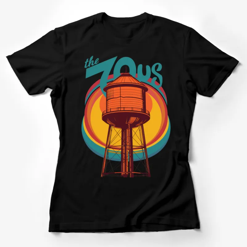 Vintage Water Tower T-Shirt, Retro 70s Inspired Graphic Tee, Urban Architectural Landmark Shirt, Unisex Adult Clothing Female T-Shirt