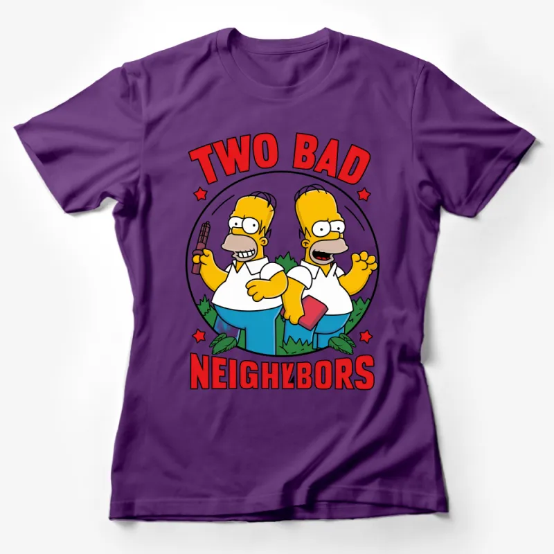 Funny Cartoon Duo T-Shirt, Humorous Neighbor Graphic Tee, Casual Unisex Shirt, Pop Culture Inspired Apparel, Gift for TV Show Fans Female T-Shirt