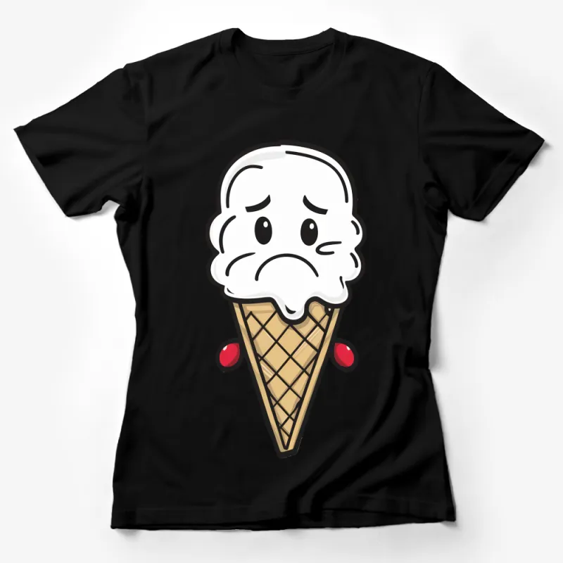 Fun Cartoon Melting Ice Cream Cone T-Shirt, Cute Unisex Summer Tee, Graphic Shirt for Ice Cream Lovers Female T-Shirt