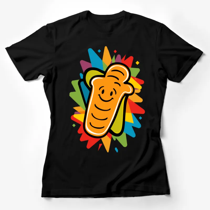 Colorful Cartoon Bread Character Explosion T-Shirt for Bakers and Food Lovers Female T-Shirt