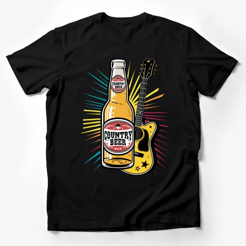 Unique Country Beer and Guitar Graphic Tee for Music Lovers and Beer Enthusiasts Male T-Shirt