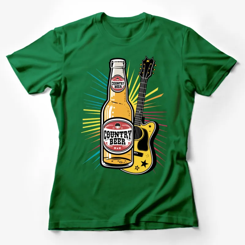 Unique Country Beer and Guitar Graphic Tee for Music Lovers and Beer Enthusiasts Female T-Shirt