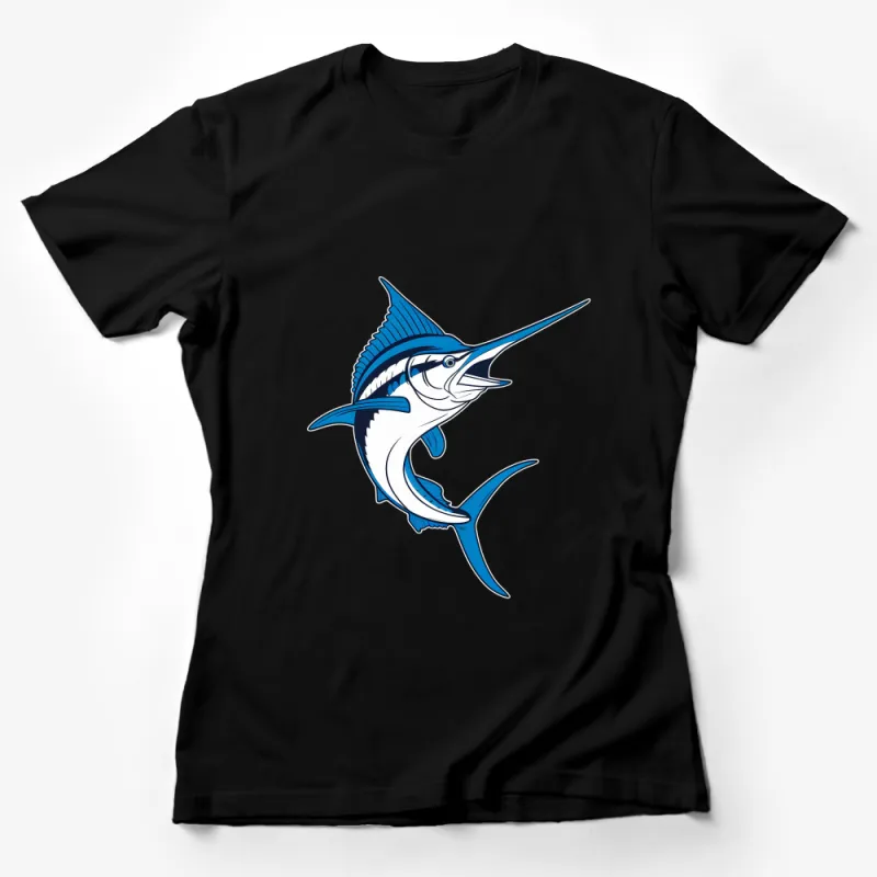 Men's Fishing T-Shirt, Blue Marlin Graphic Tee, Summer Casual Cotton Shirt, Ocean Life, Sport Fishing Enthusiast Gift Female T-Shirt