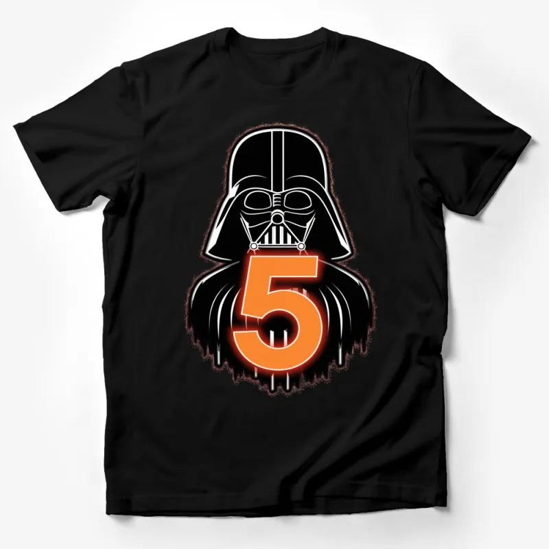 Kids Star Wars Birthday Shirt, Darth Vader Number 5 Graphic Tee, Boys Fifth Birthday Party Outfit, Sci-Fi Movie Character Top Male T-Shirt