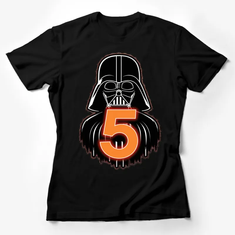 Kids Star Wars Birthday Shirt, Darth Vader Number 5 Graphic Tee, Boys Fifth Birthday Party Outfit, Sci-Fi Movie Character Top Female T-Shirt