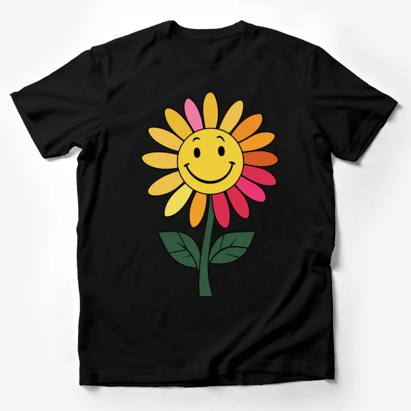 Smiling Sunflower Graphic Tee, Cute Floral T-Shirt, Unisex Colorful Flower Shirt, Happy Nature Inspired Casual Wear, Summer Top Male T-Shirt