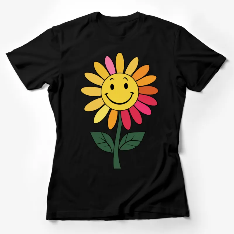 Smiling Sunflower Graphic Tee, Cute Floral T-Shirt, Unisex Colorful Flower Shirt, Happy Nature Inspired Casual Wear, Summer Top Female T-Shirt