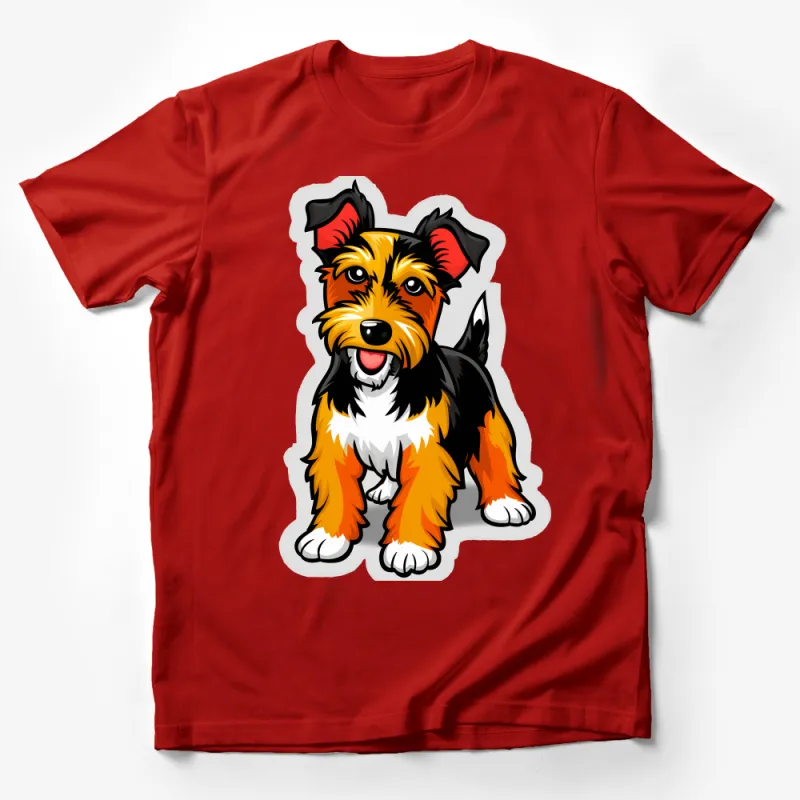 Adorable Cartoon Yorkshire Terrier Puppy Graphic Tee, Cute Dog Lover T-Shirt Male T-Shirt