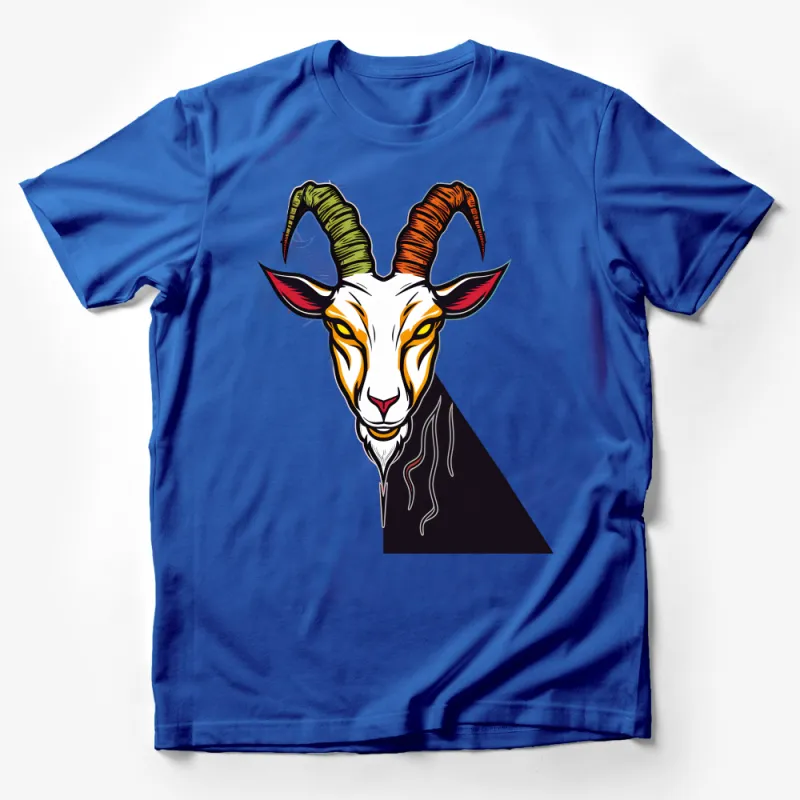 Colorful Goat Art Graphic Tee, Vibrant Animal Illustration Shirt, Unique Zodiac Capricorn T-Shirt, Artistic Unisex Apparel Male T-Shirt