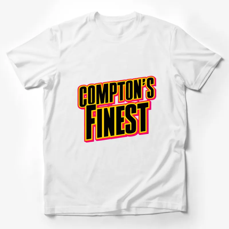 Bold Compton's Finest Text Graphic T-Shirt, Urban Style Hip Hop Tee, Streetwear Fashion Shirt, Unisex Male T-Shirt