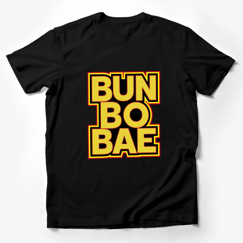 Bun Bo Bae Graphic T-Shirt, Bold Yellow and Red Text Design, Trendy Streetwear Tee, Casual Apparel, Unisex Fashion Top Male T-Shirt