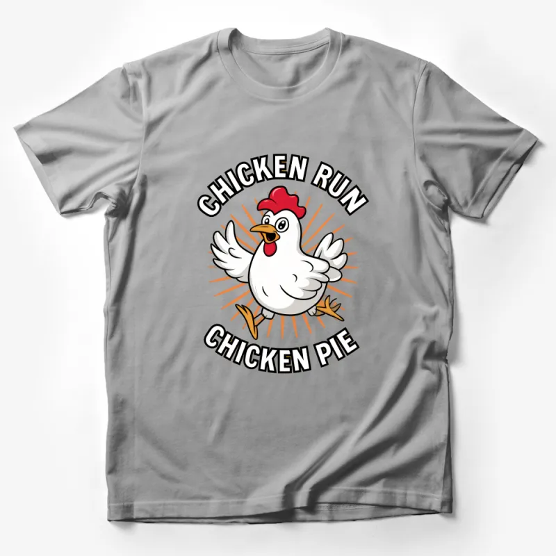 Vintage Cartoon Chicken Run Chicken Pie Fun Graphic T-Shirt for All Ages Male T-Shirt