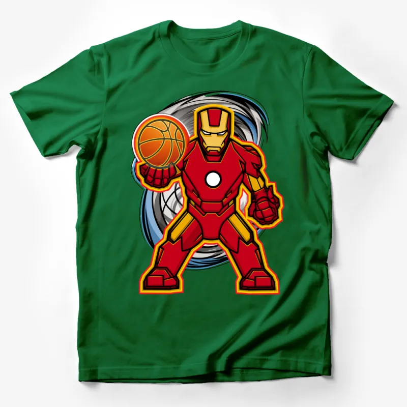 Superhero Basketball Player Graphic Tee, Comic-Inspired Sports Fan T-Shirt Male T-Shirt