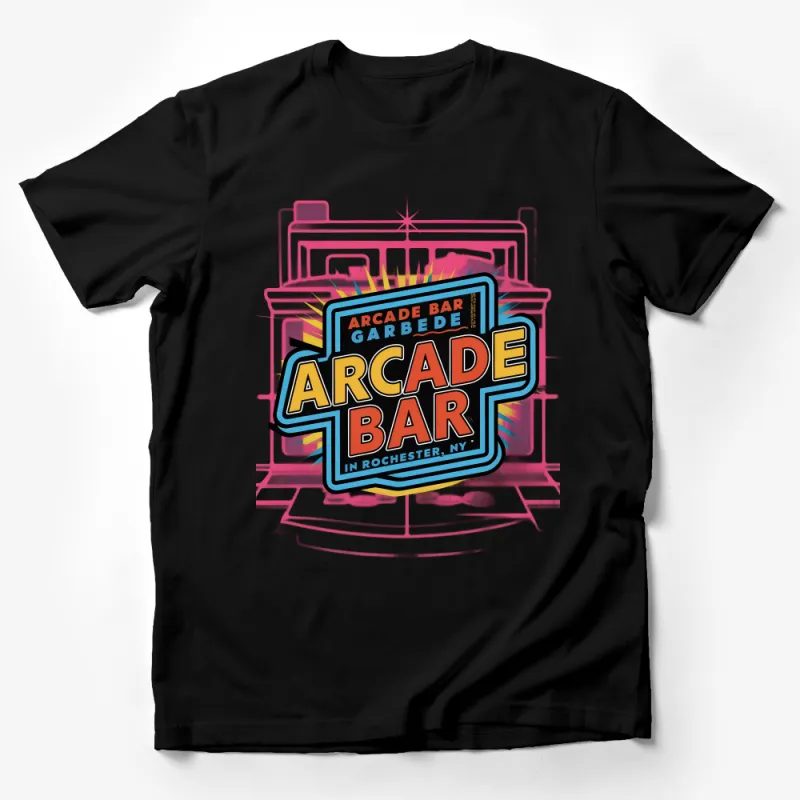 Arcade Bar Retro T-Shirt, Vintage Gaming Tee, Rochester NY Arcade Bar Shirt, Unisex Graphic Top Male T-Shirt