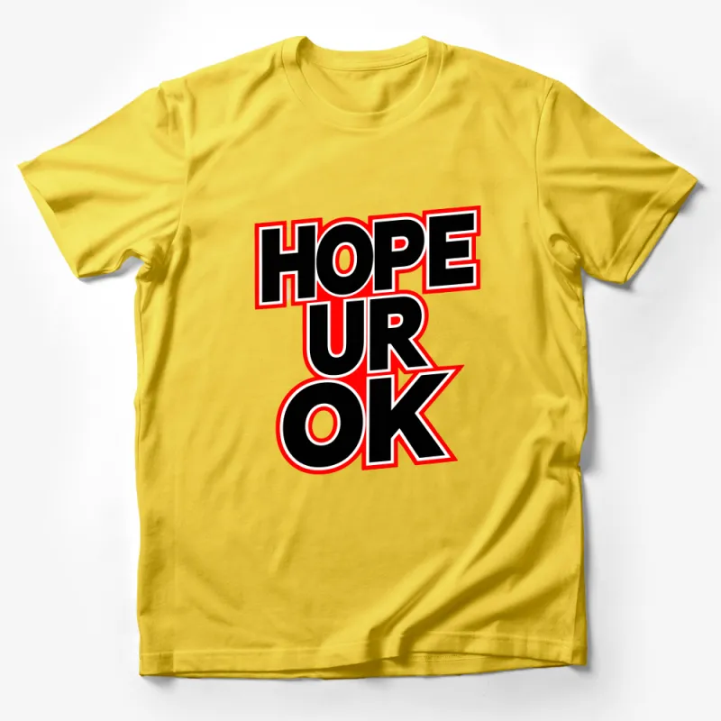 Bold Red and Black HOPE UR OK Graphic T-Shirt, Positive Message Unisex Tee Male T-Shirt