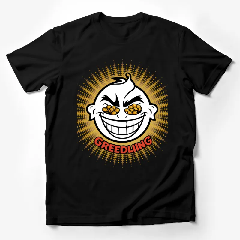 Unique Greedling Cartoon Character T-Shirt, Fun Comic Style Tee, Perfect for Casual Wear Male T-Shirt