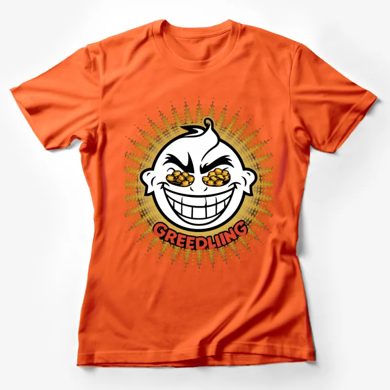 Unique Greedling Cartoon Character T-Shirt, Fun Comic Style Tee, Perfect for Casual Wear Female T-Shirt