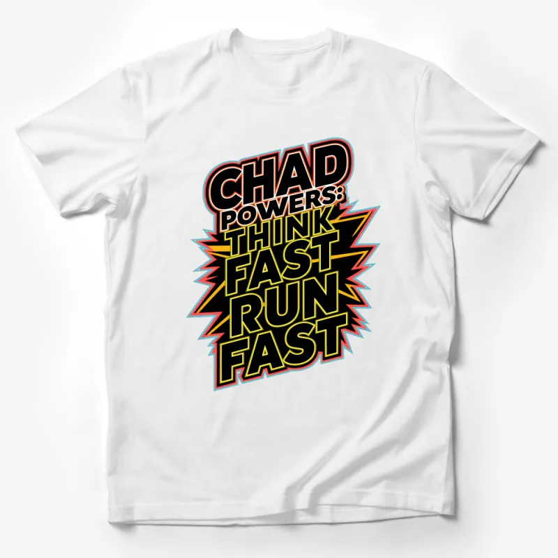 Chad Powers Think Fast Run Fast T-Shirt, Vintage Comic Style Graphic Tee, Bold Unisex Casual Wear, Retro Sports Fashion Shirt Male T-Shirt