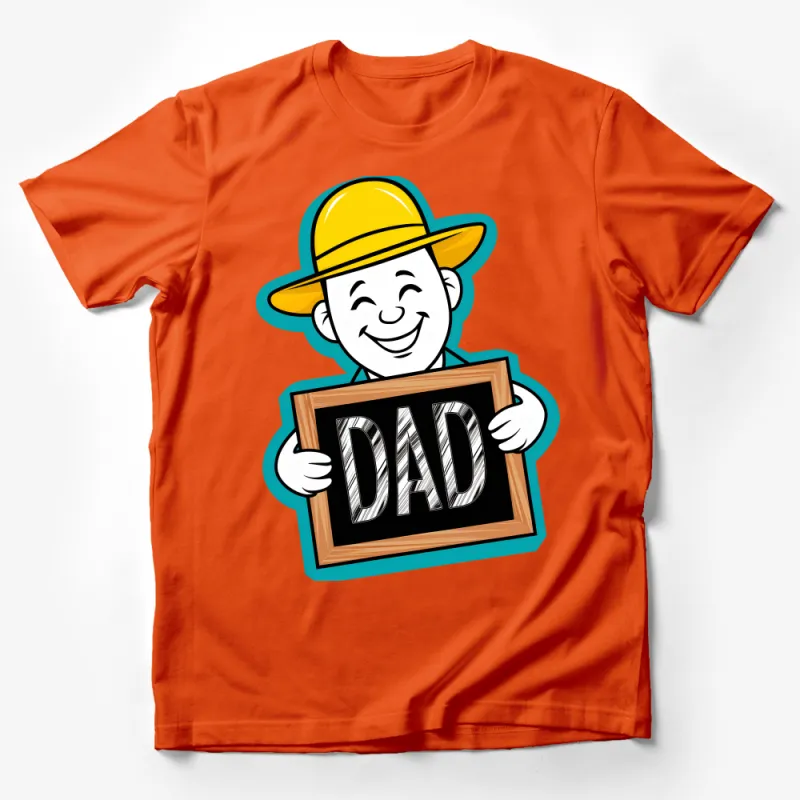 Funny Dad T-Shirt, Cartoon Character Holding DAD Sign, Perfect Gift for Father's Day, Casual Men's Wear, Graphic Tee Male T-Shirt